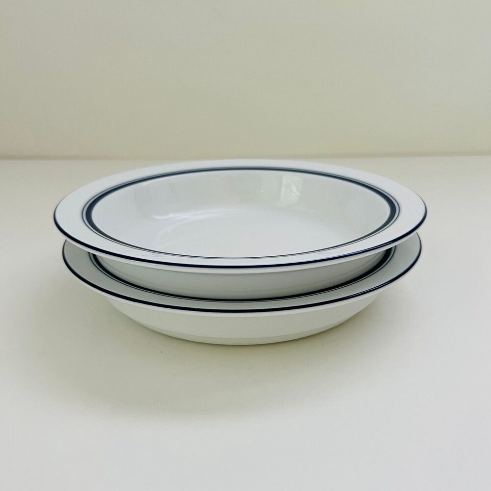 DANSK Bistro Christianshavn Blue Rimmed Soup Bowls, Set of 2